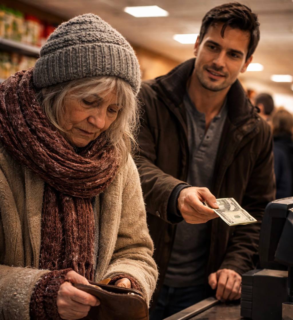 “The Elderly Woman Didn’t Have Enough Money to Pay for Her Bread… What the Man Behind Her Did Next Shocked Everyone in the&nbsp;Store.”